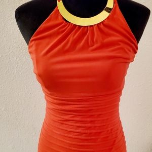 Stunning cocktail dress red orange color size 8